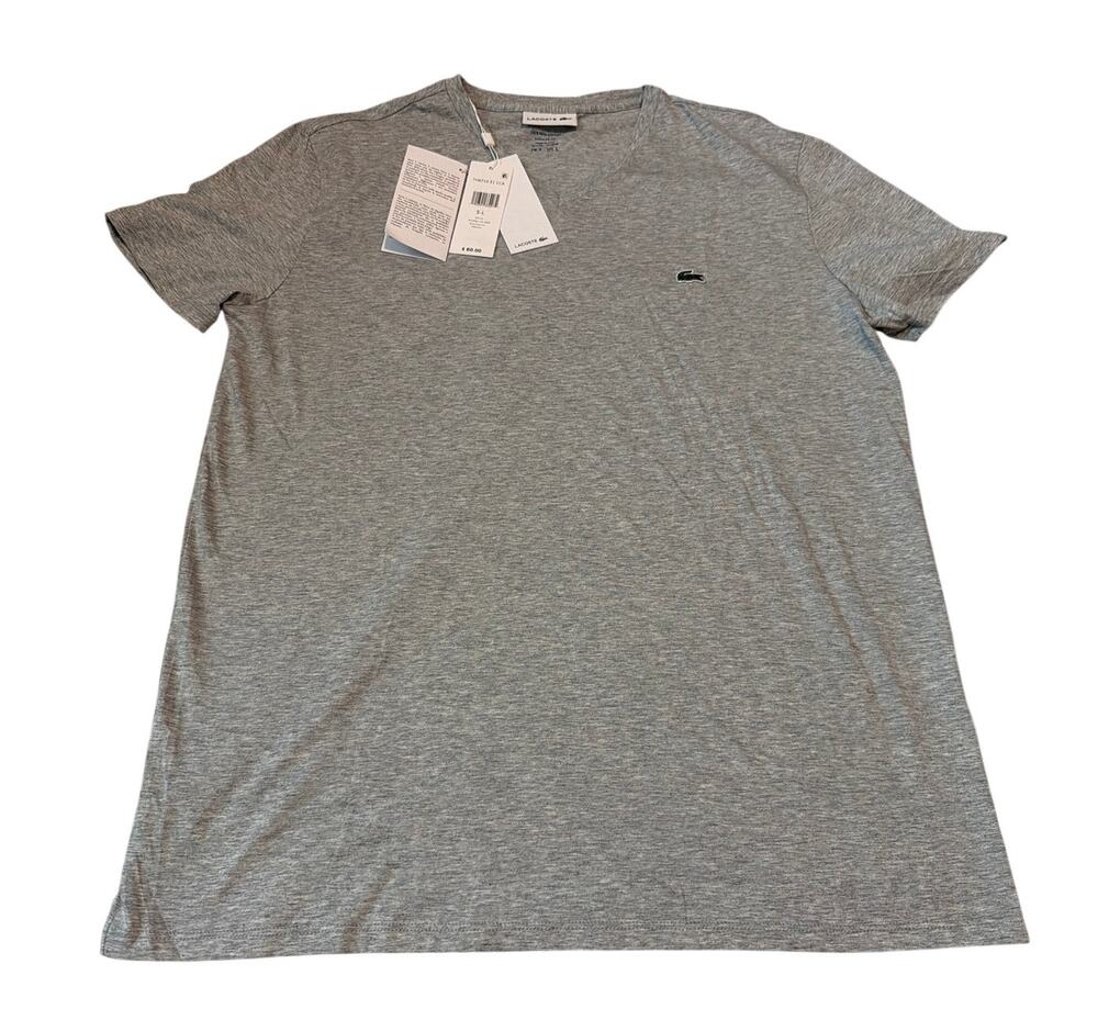 Lacoste Men's Pima Cotton T-Shirt Grey Size 5 L TH6710 New With Tags NWT